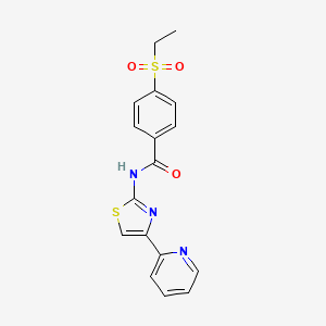 molecular formula C17H15N3O3S2 B6519578 4-(ethanesulfonyl)-N-[4-(pyridin-2-yl)-1,3-thiazol-2-yl]benzamide CAS No. 896365-82-5