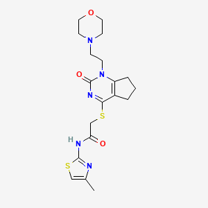 molecular formula C19H25N5O3S2 B6519594 N-(4-methyl-1,3-thiazol-2-yl)-2-({1-[2-(morpholin-4-yl)ethyl]-2-oxo-1H,2H,5H,6H,7H-cyclopenta[d]pyrimidin-4-yl}sulfanyl)acetamide CAS No. 896366-06-6