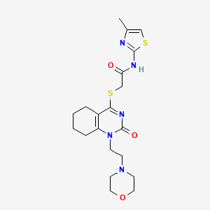 molecular formula C20H27N5O3S2 B6519600 N-(4-methyl-1,3-thiazol-2-yl)-2-({1-[2-(morpholin-4-yl)ethyl]-2-oxo-1,2,5,6,7,8-hexahydroquinazolin-4-yl}sulfanyl)acetamide CAS No. 896366-18-0
