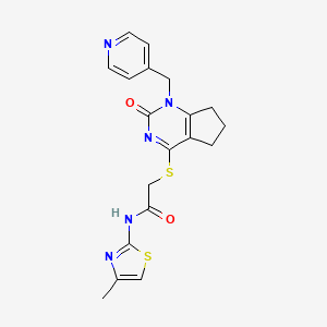 molecular formula C19H19N5O2S2 B6519608 N-(4-methyl-1,3-thiazol-2-yl)-2-({2-oxo-1-[(pyridin-4-yl)methyl]-1H,2H,5H,6H,7H-cyclopenta[d]pyrimidin-4-yl}sulfanyl)acetamide CAS No. 896366-36-2