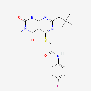 2-{[2-(2,2-dimethylpropyl)-6,8-dimethyl-5,7-dioxo-5H,6H,7H,8H-[1,3]diazino[4,5-d]pyrimidin-4-yl]sulfanyl}-N-(4-fluorophenyl)acetamide