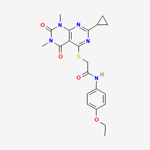 molecular formula C21H23N5O4S B6519621 2-({2-cyclopropyl-6,8-dimethyl-5,7-dioxo-5H,6H,7H,8H-[1,3]diazino[4,5-d]pyrimidin-4-yl}sulfanyl)-N-(4-ethoxyphenyl)acetamide CAS No. 896376-94-6