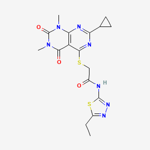 2-({2-cyclopropyl-6,8-dimethyl-5,7-dioxo-5H,6H,7H,8H-[1,3]diazino[4,5-d]pyrimidin-4-yl}sulfanyl)-N-(5-ethyl-1,3,4-thiadiazol-2-yl)acetamide