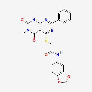 N-(2H-1,3-benzodioxol-5-yl)-2-({6,8-dimethyl-5,7-dioxo-2-phenyl-5H,6H,7H,8H-[1,3]diazino[4,5-d]pyrimidin-4-yl}sulfanyl)acetamide