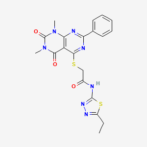 2-({6,8-dimethyl-5,7-dioxo-2-phenyl-5H,6H,7H,8H-[1,3]diazino[4,5-d]pyrimidin-4-yl}sulfanyl)-N-(5-ethyl-1,3,4-thiadiazol-2-yl)acetamide