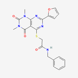 N-benzyl-2-{[2-(furan-2-yl)-6,8-dimethyl-5,7-dioxo-5H,6H,7H,8H-[1,3]diazino[4,5-d]pyrimidin-4-yl]sulfanyl}acetamide