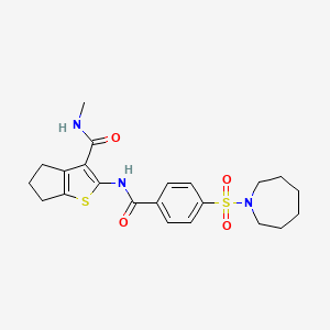 molecular formula C22H27N3O4S2 B6519746 2-[4-(azepane-1-sulfonyl)benzamido]-N-methyl-4H,5H,6H-cyclopenta[b]thiophene-3-carboxamide CAS No. 893095-34-6