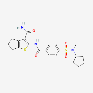 molecular formula C21H25N3O4S2 B6519782 2-{4-[cyclopentyl(methyl)sulfamoyl]benzamido}-4H,5H,6H-cyclopenta[b]thiophene-3-carboxamide CAS No. 946208-81-7