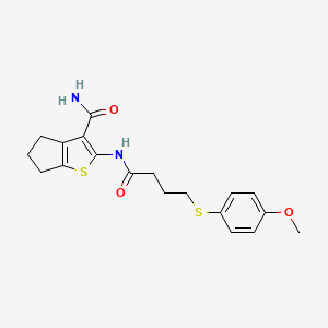 molecular formula C19H22N2O3S2 B6519803 2-{4-[(4-methoxyphenyl)sulfanyl]butanamido}-4H,5H,6H-cyclopenta[b]thiophene-3-carboxamide CAS No. 946261-76-3