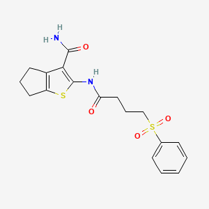 molecular formula C18H20N2O4S2 B6519808 2-[4-(benzenesulfonyl)butanamido]-4H,5H,6H-cyclopenta[b]thiophene-3-carboxamide CAS No. 946261-80-9