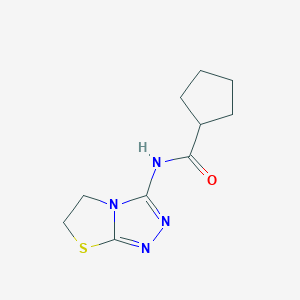 molecular formula C10H14N4OS B6519831 N-{5H,6H-[1,2,4]triazolo[3,4-b][1,3]thiazol-3-yl}cyclopentanecarboxamide CAS No. 932998-23-7