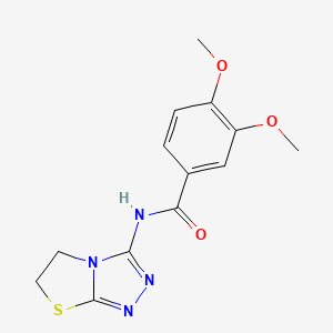 molecular formula C13H14N4O3S B6519903 3,4-dimethoxy-N-{5H,6H-[1,2,4]triazolo[3,4-b][1,3]thiazol-3-yl}benzamide CAS No. 933239-56-6