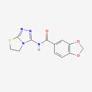 molecular formula C12H10N4O3S B6519917 N-{5H,6H-[1,2,4]triazolo[3,4-b][1,3]thiazol-3-yl}-2H-1,3-benzodioxole-5-carboxamide CAS No. 933239-60-2