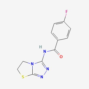 molecular formula C11H9FN4OS B6519920 4-fluoro-N-{5H,6H-[1,2,4]triazolo[3,4-b][1,3]thiazol-3-yl}benzamide CAS No. 933006-24-7