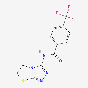 molecular formula C12H9F3N4OS B6519959 N-{5H,6H-[1,2,4]triazolo[3,4-b][1,3]thiazol-3-yl}-4-(trifluoromethyl)benzamide CAS No. 933006-36-1