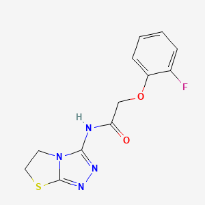 molecular formula C12H11FN4O2S B6519965 2-(2-fluorophenoxy)-N-{5H,6H-[1,2,4]triazolo[3,4-b][1,3]thiazol-3-yl}acetamide CAS No. 946299-71-4