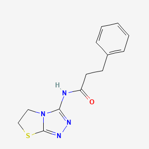 molecular formula C13H14N4OS B6519984 3-phenyl-N-{5H,6H-[1,2,4]triazolo[3,4-b][1,3]thiazol-3-yl}propanamide CAS No. 933218-96-3