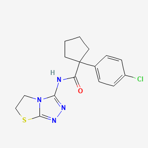 molecular formula C16H17ClN4OS B6519988 1-(4-chlorophenyl)-N-{5H,6H-[1,2,4]triazolo[3,4-b][1,3]thiazol-3-yl}cyclopentane-1-carboxamide CAS No. 933006-72-5