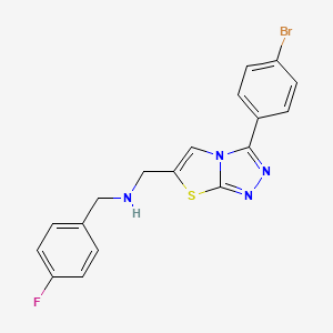 molecular formula C18H14BrFN4S B6520029 {[3-(4-bromophenyl)-[1,2,4]triazolo[3,4-b][1,3]thiazol-6-yl]methyl}[(4-fluorophenyl)methyl]amine CAS No. 862808-07-9
