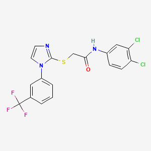 molecular formula C18H12Cl2F3N3OS B6520061 N-(3,4-dichlorophenyl)-2-({1-[3-(trifluoromethyl)phenyl]-1H-imidazol-2-yl}sulfanyl)acetamide CAS No. 896050-69-4
