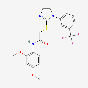 molecular formula C20H18F3N3O3S B6520070 N-(2,4-dimethoxyphenyl)-2-({1-[3-(trifluoromethyl)phenyl]-1H-imidazol-2-yl}sulfanyl)acetamide CAS No. 869345-84-6