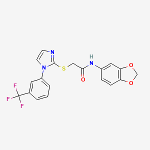 N-(2H-1,3-benzodioxol-5-yl)-2-({1-[3-(trifluoromethyl)phenyl]-1H-imidazol-2-yl}sulfanyl)acetamide