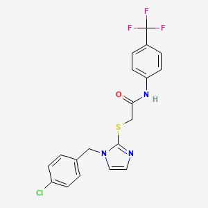 molecular formula C19H15ClF3N3OS B6520095 2-({1-[(4-chlorophenyl)methyl]-1H-imidazol-2-yl}sulfanyl)-N-[4-(trifluoromethyl)phenyl]acetamide CAS No. 896050-98-9
