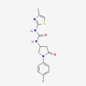 molecular formula C15H15FN4O2S B6520099 3-[1-(4-fluorophenyl)-5-oxopyrrolidin-3-yl]-1-(4-methyl-1,3-thiazol-2-yl)urea CAS No. 894018-66-7