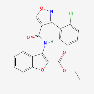molecular formula C22H17ClN2O5 B6520104 ethyl 3-[3-(2-chlorophenyl)-5-methyl-1,2-oxazole-4-amido]-1-benzofuran-2-carboxylate CAS No. 847406-31-9