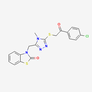 molecular formula C19H15ClN4O2S2 B6520110 3-[(5-{[2-(4-chlorophenyl)-2-oxoethyl]sulfanyl}-4-methyl-4H-1,2,4-triazol-3-yl)methyl]-2,3-dihydro-1,3-benzothiazol-2-one CAS No. 847400-97-9
