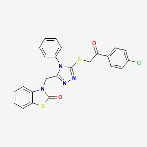 molecular formula C24H17ClN4O2S2 B6520111 3-[(5-{[2-(4-chlorophenyl)-2-oxoethyl]sulfanyl}-4-phenyl-4H-1,2,4-triazol-3-yl)methyl]-2,3-dihydro-1,3-benzothiazol-2-one CAS No. 847402-38-4