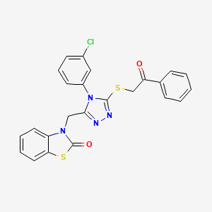 molecular formula C24H17ClN4O2S2 B6520113 3-{[4-(3-chlorophenyl)-5-[(2-oxo-2-phenylethyl)sulfanyl]-4H-1,2,4-triazol-3-yl]methyl}-2,3-dihydro-1,3-benzothiazol-2-one CAS No. 847403-64-9