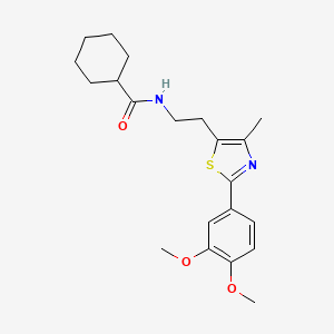 molecular formula C21H28N2O3S B6520120 N-{2-[2-(3,4-dimethoxyphenyl)-4-methyl-1,3-thiazol-5-yl]ethyl}cyclohexanecarboxamide CAS No. 893359-18-7