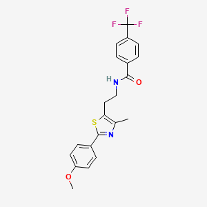 molecular formula C21H19F3N2O2S B6520134 N-{2-[2-(4-methoxyphenyl)-4-methyl-1,3-thiazol-5-yl]ethyl}-4-(trifluoromethyl)benzamide CAS No. 873076-02-9