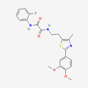 molecular formula C22H22FN3O4S B6520173 N-{2-[2-(3,4-dimethoxyphenyl)-4-methyl-1,3-thiazol-5-yl]ethyl}-N'-(2-fluorophenyl)ethanediamide CAS No. 894016-25-2