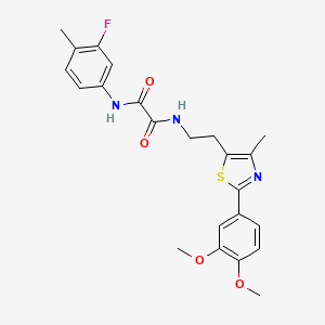 molecular formula C23H24FN3O4S B6520189 N-{2-[2-(3,4-dimethoxyphenyl)-4-methyl-1,3-thiazol-5-yl]ethyl}-N'-(3-fluoro-4-methylphenyl)ethanediamide CAS No. 894017-17-5