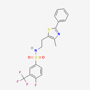 molecular formula C19H16F4N2O2S2 B6520214 4-fluoro-N-[2-(4-methyl-2-phenyl-1,3-thiazol-5-yl)ethyl]-3-(trifluoromethyl)benzene-1-sulfonamide CAS No. 894015-29-3