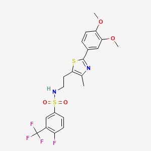 molecular formula C21H20F4N2O4S2 B6520261 N-{2-[2-(3,4-dimethoxyphenyl)-4-methyl-1,3-thiazol-5-yl]ethyl}-4-fluoro-3-(trifluoromethyl)benzene-1-sulfonamide CAS No. 873010-64-1