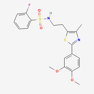 molecular formula C20H21FN2O4S2 B6520264 N-{2-[2-(3,4-dimethoxyphenyl)-4-methyl-1,3-thiazol-5-yl]ethyl}-2-fluorobenzene-1-sulfonamide CAS No. 873010-69-6