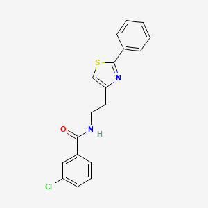 molecular formula C18H15ClN2OS B6520277 3-chloro-N-[2-(2-phenyl-1,3-thiazol-4-yl)ethyl]benzamide CAS No. 863512-74-7