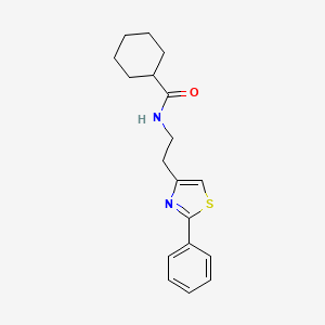 molecular formula C18H22N2OS B6520279 N-[2-(2-phenyl-1,3-thiazol-4-yl)ethyl]cyclohexanecarboxamide CAS No. 863512-76-9