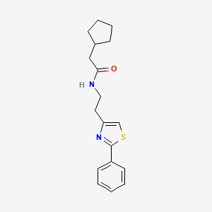 molecular formula C18H22N2OS B6520286 2-cyclopentyl-N-[2-(2-phenyl-1,3-thiazol-4-yl)ethyl]acetamide CAS No. 863512-89-4