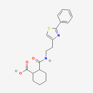 molecular formula C19H22N2O3S B6520294 2-{[2-(2-phenyl-1,3-thiazol-4-yl)ethyl]carbamoyl}cyclohexane-1-carboxylic acid CAS No. 863513-17-1