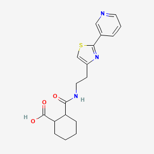molecular formula C18H21N3O3S B6520300 2-({2-[2-(pyridin-3-yl)-1,3-thiazol-4-yl]ethyl}carbamoyl)cyclohexane-1-carboxylic acid CAS No. 863513-49-9