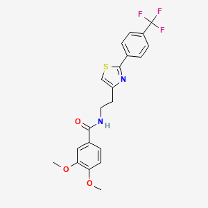 molecular formula C21H19F3N2O3S B6520312 3,4-dimethoxy-N-(2-{2-[4-(trifluoromethyl)phenyl]-1,3-thiazol-4-yl}ethyl)benzamide CAS No. 896375-03-4