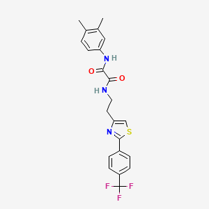 molecular formula C22H20F3N3O2S B6520329 N'-(3,4-dimethylphenyl)-N-(2-{2-[4-(trifluoromethyl)phenyl]-1,3-thiazol-4-yl}ethyl)ethanediamide CAS No. 896367-06-9