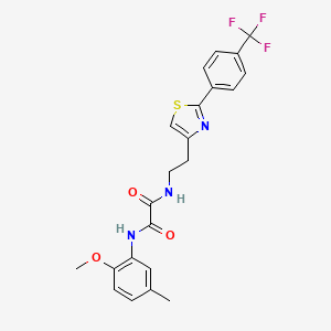 molecular formula C22H20F3N3O3S B6520335 N'-(2-methoxy-5-methylphenyl)-N-(2-{2-[4-(trifluoromethyl)phenyl]-1,3-thiazol-4-yl}ethyl)ethanediamide CAS No. 896367-25-2