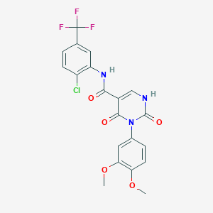 molecular formula C20H15ClF3N3O5 B6520354 N-[2-chloro-5-(trifluoromethyl)phenyl]-3-(3,4-dimethoxyphenyl)-2,4-dioxo-1,2,3,4-tetrahydropyrimidine-5-carboxamide CAS No. 887217-50-7