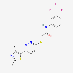 molecular formula C18H15F3N4OS2 B6520361 2-{[6-(2,4-dimethyl-1,3-thiazol-5-yl)pyridazin-3-yl]sulfanyl}-N-[3-(trifluoromethyl)phenyl]acetamide CAS No. 872988-14-2