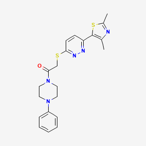 molecular formula C21H23N5OS2 B6520368 2-{[6-(2,4-dimethyl-1,3-thiazol-5-yl)pyridazin-3-yl]sulfanyl}-1-(4-phenylpiperazin-1-yl)ethan-1-one CAS No. 894008-67-4